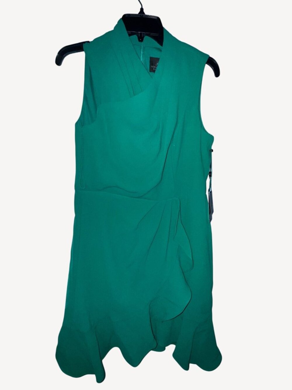 Adrianna Papell Green Ruffle Hem Sleeveless Chiffon Short Dress Size 4
